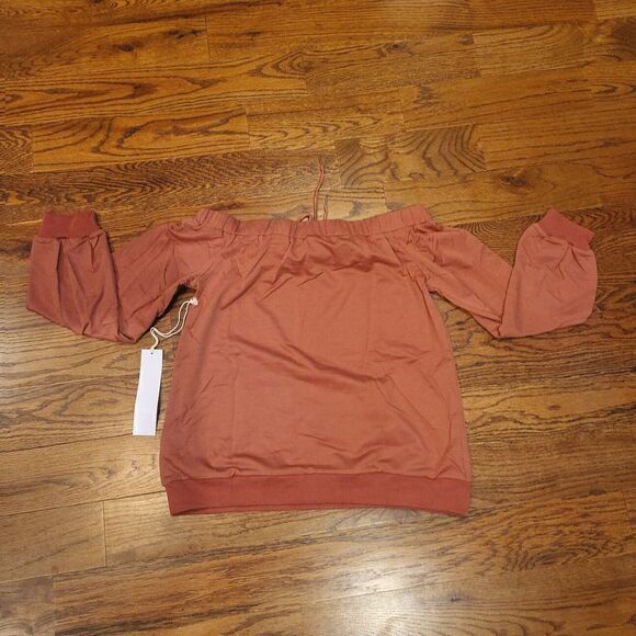 NEW! Off the shoulder sweatshirt with pockets and tie details Medium - Picture 5 of 5